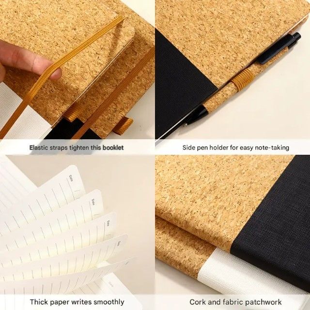 White Eco-Friendly Cork A5 Notebook Gift Set with Matching Pen Business Journal Office Meeting Writing Gift V888-ELOSUNG54114