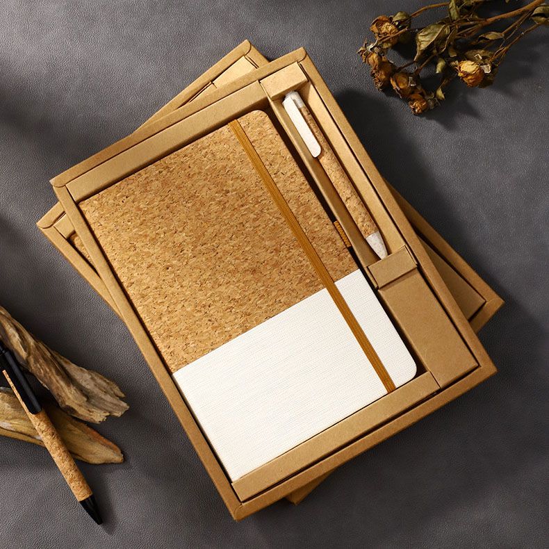 White Eco-Friendly Cork A5 Notebook Gift Set with Matching Pen Business Journal Office Meeting Writing Gift V888-ELOSUNG54114