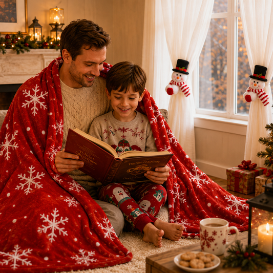 Christmas Flannel Throw Blanket and Snowman Curtain Tieback Set, 150*130cm Thick Fleece Sofa Blanket with 2 V888-ELOSUNG54140