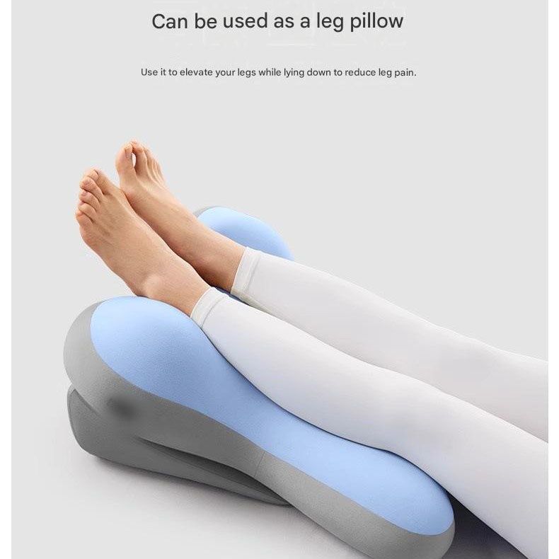 Beige Memory Foam Reading Pillow & Back Support Cushion with Adjustable Wedge, Ergonomic Neck and Lumbar V888-ELOSUNG54156