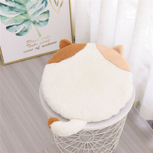 40cm Round Cat-Themed Seat Cushion (Brown Tabby) - Slow-Rebound Memory Foam, Soft Plush, Washable - Ideal for V888-ELOSUNG54173