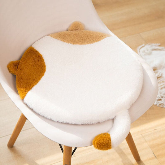 40cm Round Cat-Themed Seat Cushion (Brown Tabby) - Slow-Rebound Memory Foam, Soft Plush, Washable - Ideal for V888-ELOSUNG54173