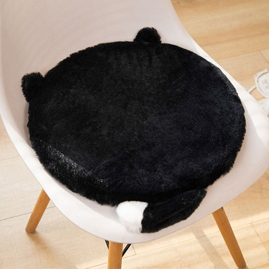 40cm Round Cat-Themed Seat Cushion (Black Cat with a White Tail) - Slow-Rebound Memory Foam, Soft Plush, V888-ELOSUNG54175