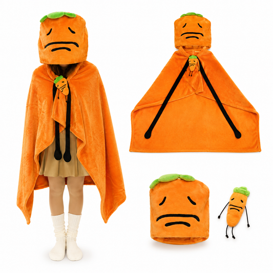 Carrot Hooded Blanket with Sakura Pink Memory Foam Lumbar Support Pillow, Cozy Wearable Throw Blanket and V888-ELOSUNG54176