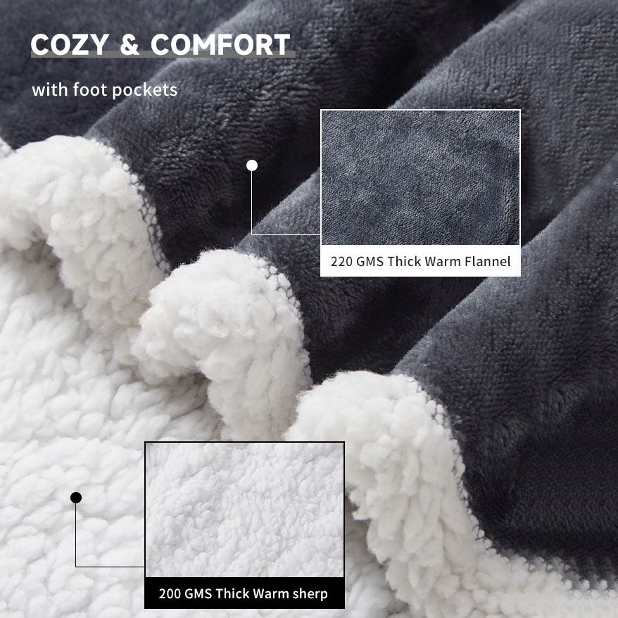 Wearable Electric Heated Blanket with Sleeves and Foot Pocket 127x177cm Smart Temperature Control Throw V888-ELOSUNG54195