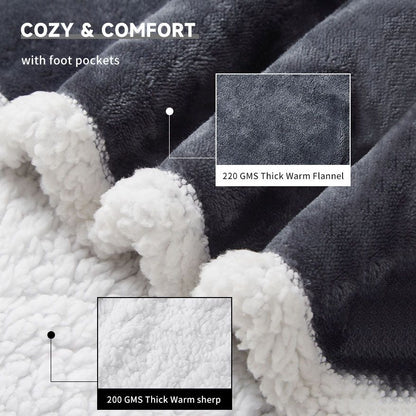 Wearable Electric Heated Blanket with Sleeves and Foot Pocket 127x177cm Smart Temperature Control Throw V888-ELOSUNG54195
