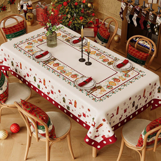 Christmas Waterproof Tablecloth (Christmas Collection Edition)140 x 200cm Festive Holiday Dining Table Cover V888-ELOSUNG54204