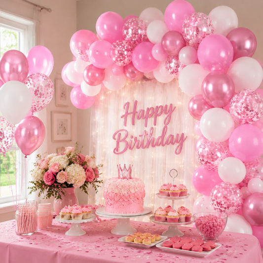 Pink 60PCS Balloon Set 12 Inch Thickened Party Balloons with Confetti Balloons for Birthday Wedding Baby V888-ELOSUNG54223