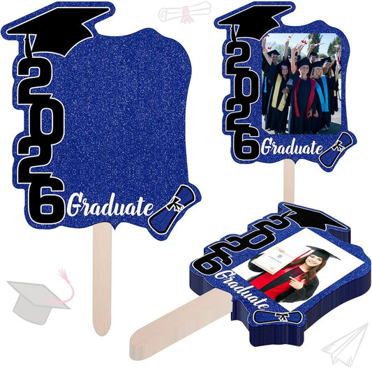 Graduate Photo Frame Fan Prop for Graduation Party (12pcs Blue), Personalized 4x6 Inch Photo Holder, Senior V888-ELOSUNG54225