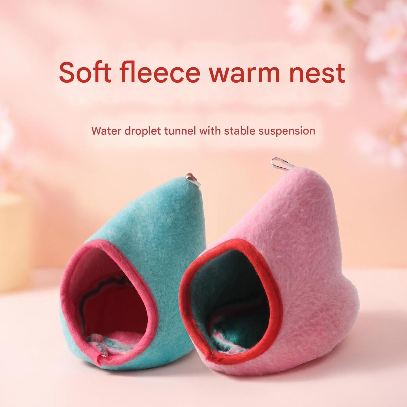 2-Pack (Pink+Blue) Hanging Hamster Cozy Nest Warm Fleece Bed for Winter Small Pet Sleep Hideaway V888-ELOSUNG54231