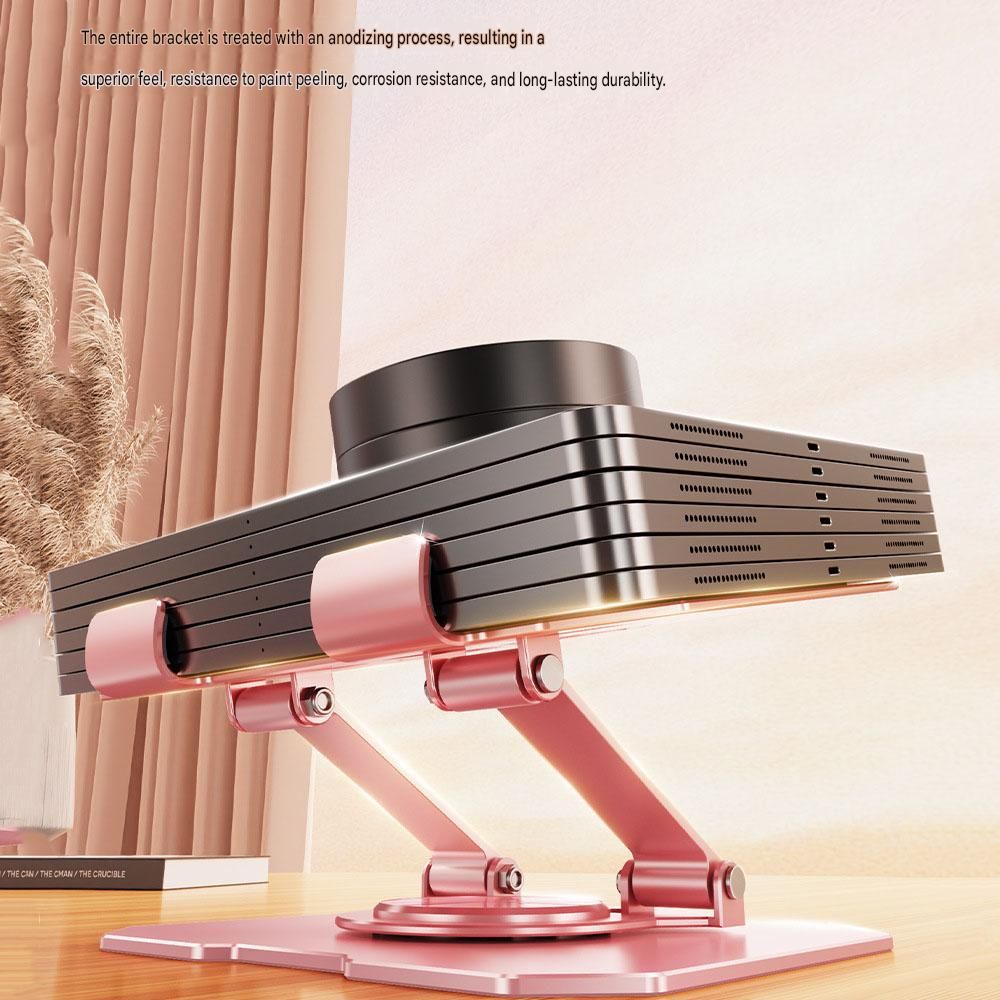 Pink 360 Degree Rotating Tablet and Phone Stand Adjustable Desktop Holder Foldable Aluminium Alloy Device V888-ELOSUNG54238