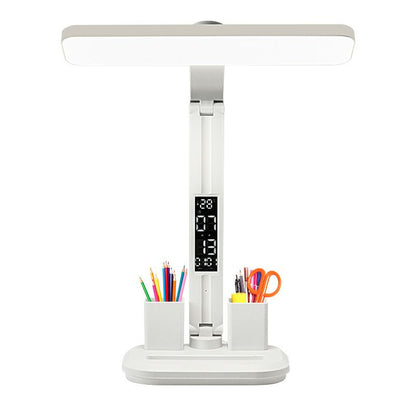 LED Desk Lamp with Digital Clock Temperature Display Pen Holder and Phone Stand Foldable Eye Caring Study V888-ELOSUNG54241