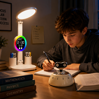Study Smarter Bundle LED Reading Lamp with Smart Display Pen Holders & White Magnetic Countdown Timer V888-ELOSUNG54244