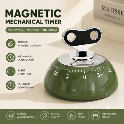 Green 60-Minute Magnetic Mechanical Kitchen Timer Countdown Clock for Cooking, Study, Productivity and Time V888-ELOSUNG54246