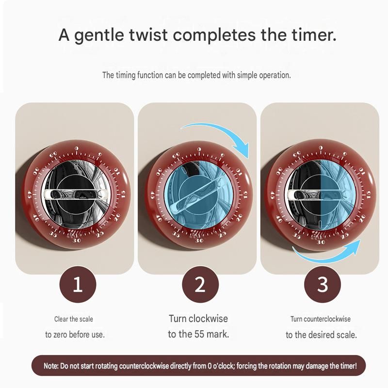 Red 60-Minute Magnetic Mechanical Kitchen Timer Countdown Clock for Cooking, Study, Productivity and Time V888-ELOSUNG54247
