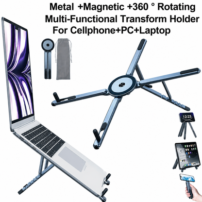 Grayish blue Foldable Magnetic Phone & Tablet Stand Aluminium Alloy Laptop Holder Adjustable Desktop Stand V888-ELOSUNG54249
