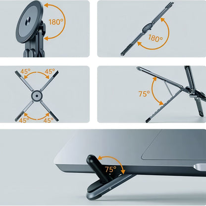 Orange Foldable Magnetic Phone & Tablet Stand Aluminium Alloy Laptop Holder Adjustable Desktop Stand for V888-ELOSUNG54250