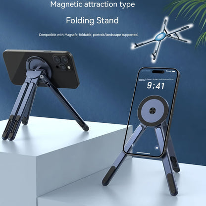 Gray Foldable Magnetic Phone & Tablet Stand Aluminium Alloy Laptop Holder Adjustable Desktop Stand for Mobile V888-ELOSUNG54251