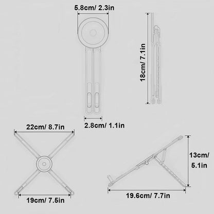 Gray Foldable Magnetic Phone & Tablet Stand Aluminium Alloy Laptop Holder Adjustable Desktop Stand for Mobile V888-ELOSUNG54251