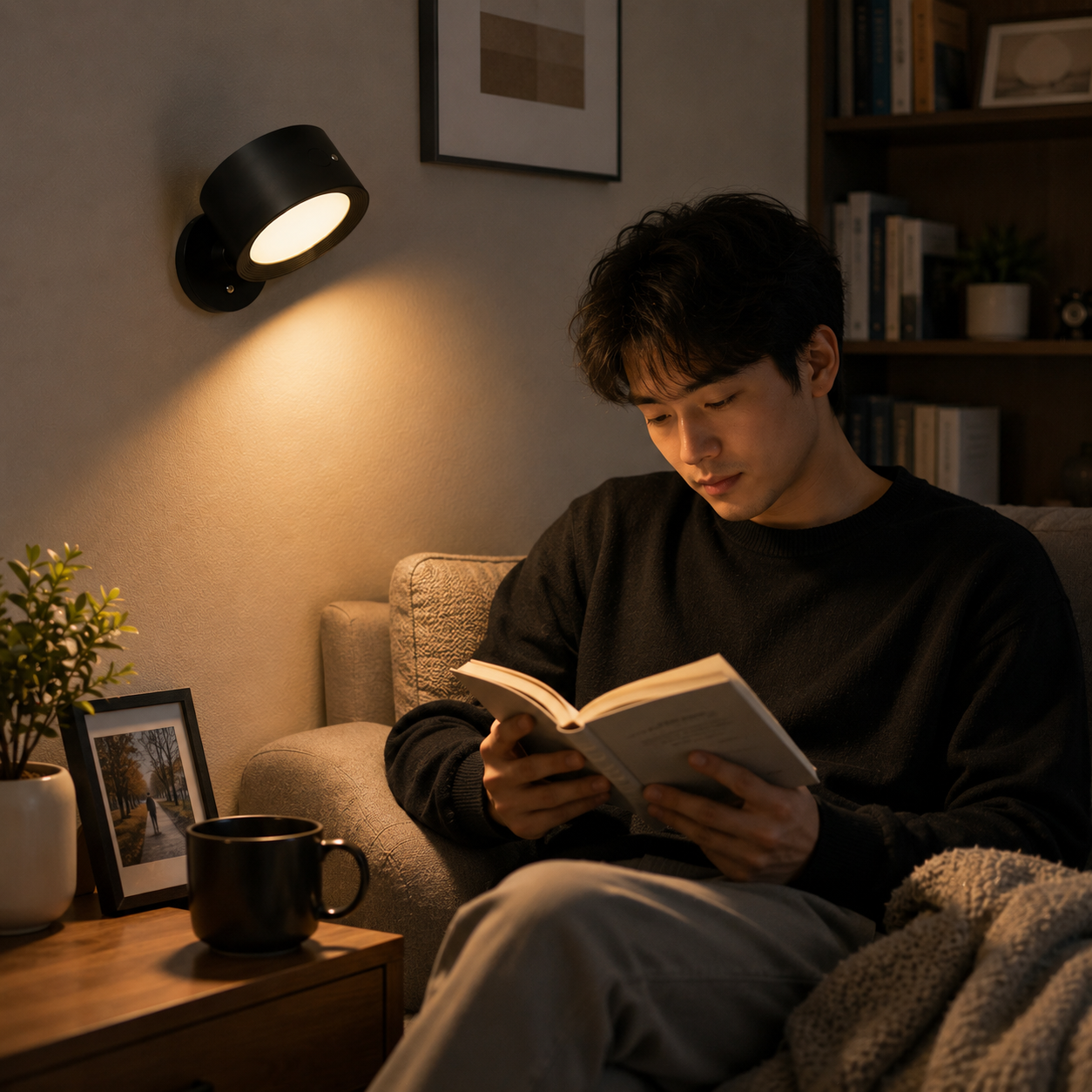 Magnetic RGB LED Wall Light Rechargeable Bedside Reading Lamp 360 degrees Adjustable Wall Sconce with Remote V888-ELOSUNG54252