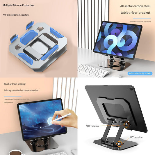 Study Focus Timer (Red) and Foldable Metal Tablet Stand (Black) Set, Mechanical Countdown Timer with V888-ELOSUNG54256