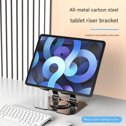 Black Adjustable Aluminium Alloy Tablet Stand with 360 degrees Rotation, Foldable Metal Desk Holder for iPad, V888-ELOSUNG54259