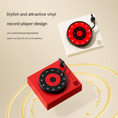 Red Record Player Mechanical Timer Magnet Timer for Study, Productivity and Time Management, Wind-Up V888-ELOSUNG54262
