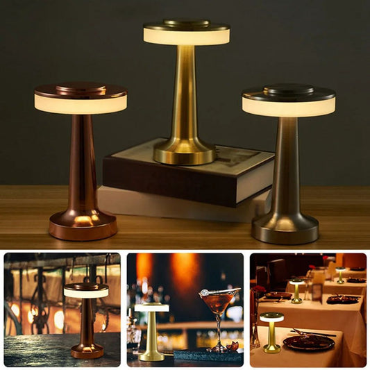 Black Rechargeable UFO Table Lamp Touch Control LED Bedside Night Light, Cordless Mushroom Desk Lamp for V888-ELOSUNG54265