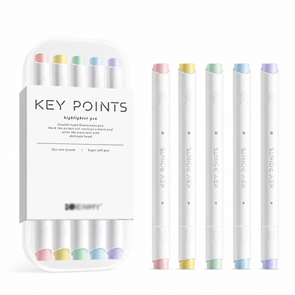 Pastel Dual Tip Highlighter Pen Set 5 Colours with Storage Case, Macaron Mildliner Marker Pens for Study V888-ELOSUNG54270
