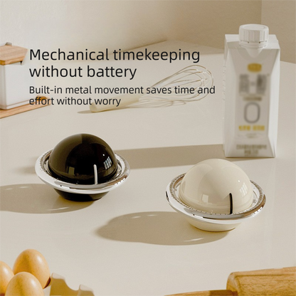 Black Retro Planet Mechanical Kitchen Timer Magnetic Countdown Clock Battery-Free Metal Core Loud Alarm for V888-ELOSUNG54272