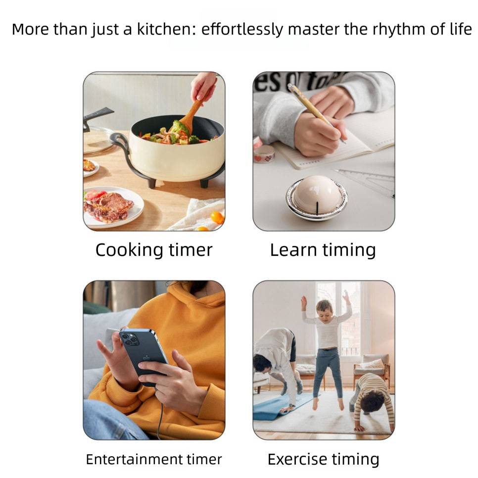 Black Retro Planet Mechanical Kitchen Timer Magnetic Countdown Clock Battery-Free Metal Core Loud Alarm for V888-ELOSUNG54272