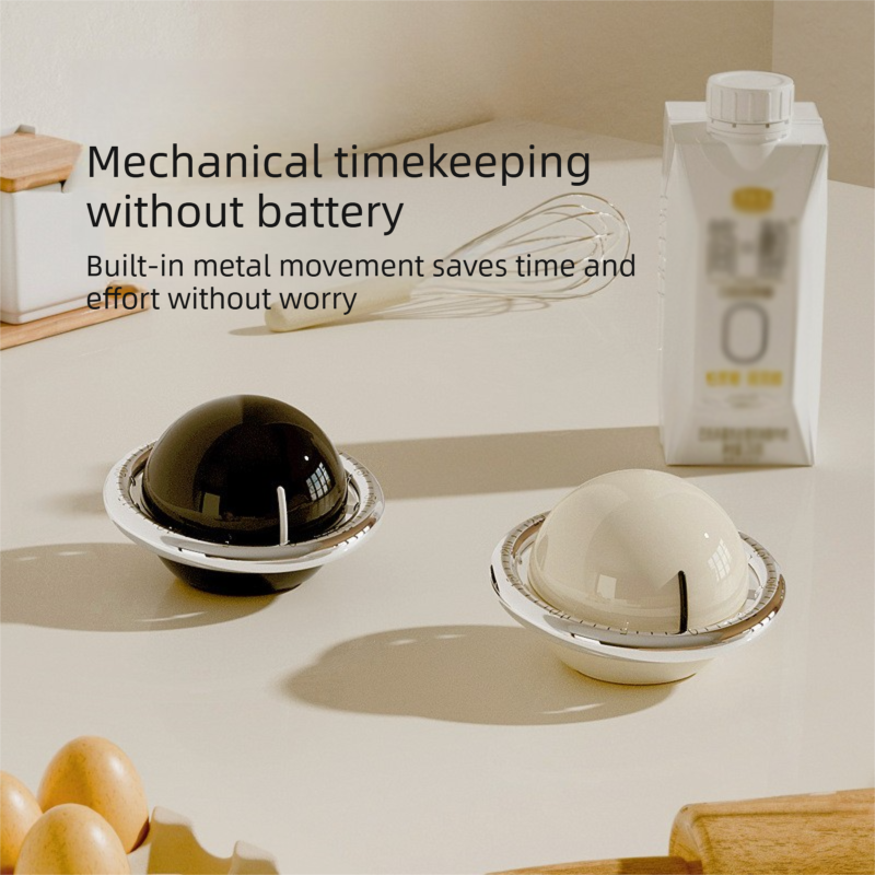 Beige Retro Planet Mechanical Kitchen Timer Magnetic Countdown Clock Battery-Free Metal Core Loud Alarm for V888-ELOSUNG54273