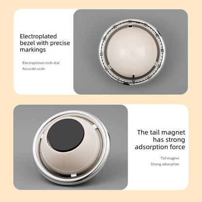 Beige Retro Planet Mechanical Kitchen Timer Magnetic Countdown Clock Battery-Free Metal Core Loud Alarm for V888-ELOSUNG54273