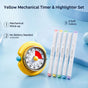 Macaron Pastel Dual-Tip Highlighter & Magnetic Mechanical Timer(Yellow) Set - Visual Time Management for V888-ELOSUNG54275