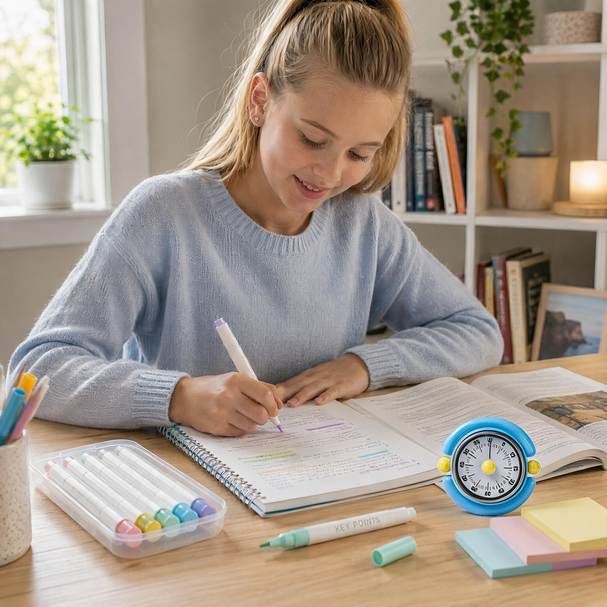 Macaron Pastel Dual-Tip Highlighter & Magnetic Mechanical Timer(Blue) Set - Visual Time Management for Study, V888-ELOSUNG54277