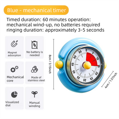 Macaron Pastel Dual-Tip Highlighter & Magnetic Mechanical Timer(Blue) Set - Visual Time Management for Study, V888-ELOSUNG54277