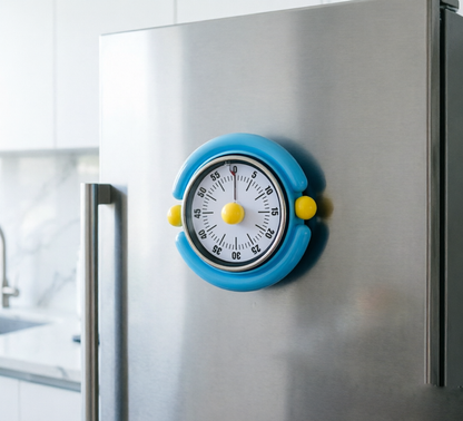 Blue Visual Mechanical Kitchen Timer with Magnetic Backing - Battery-Free Countdown Alarm for Cooking, Study V888-ELOSUNG54278