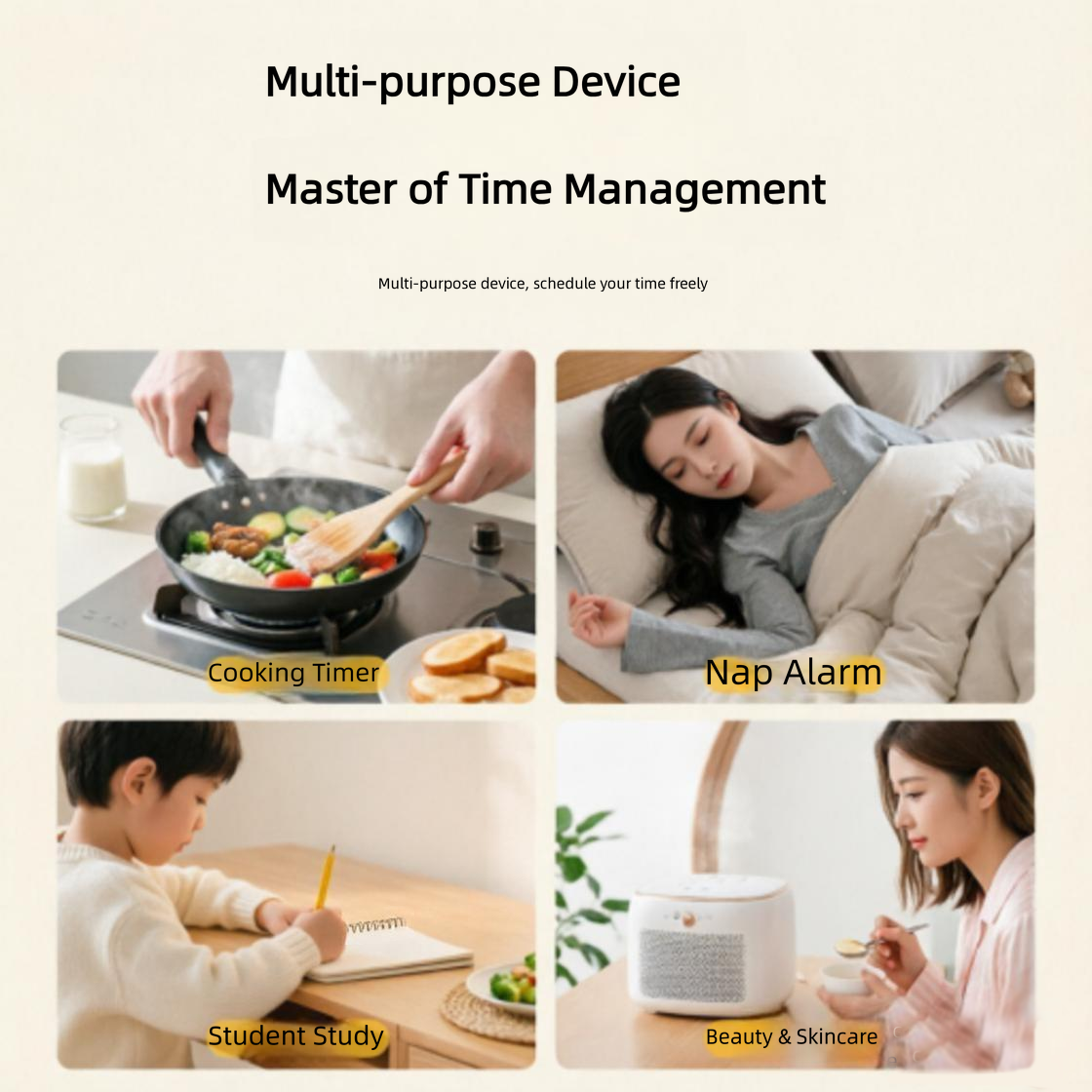 Yellow Visual Mechanical Kitchen Timer with Magnetic Backing - Battery-Free Countdown Alarm for Cooking, V888-ELOSUNG54281