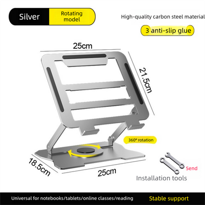 360 degrees Rotating Laptop Stand(Silver) & Magnetic Mechanical Timer(Beige) Set - Ergonomic Cooling Desk V888-ELOSUNG54282