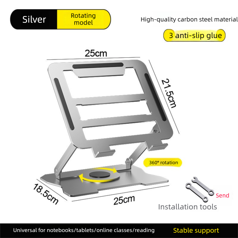 360 degrees Rotating Laptop Stand(Silver) & Magnetic Mechanical Timer(Black) Set - Ergonomic Cooling Desk V888-ELOSUNG54284