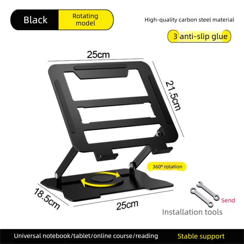 360 degrees Rotating Laptop Stand(Black) & Magnetic Mechanical Timer(Black) Set - Ergonomic Cooling Desk V888-ELOSUNG54285