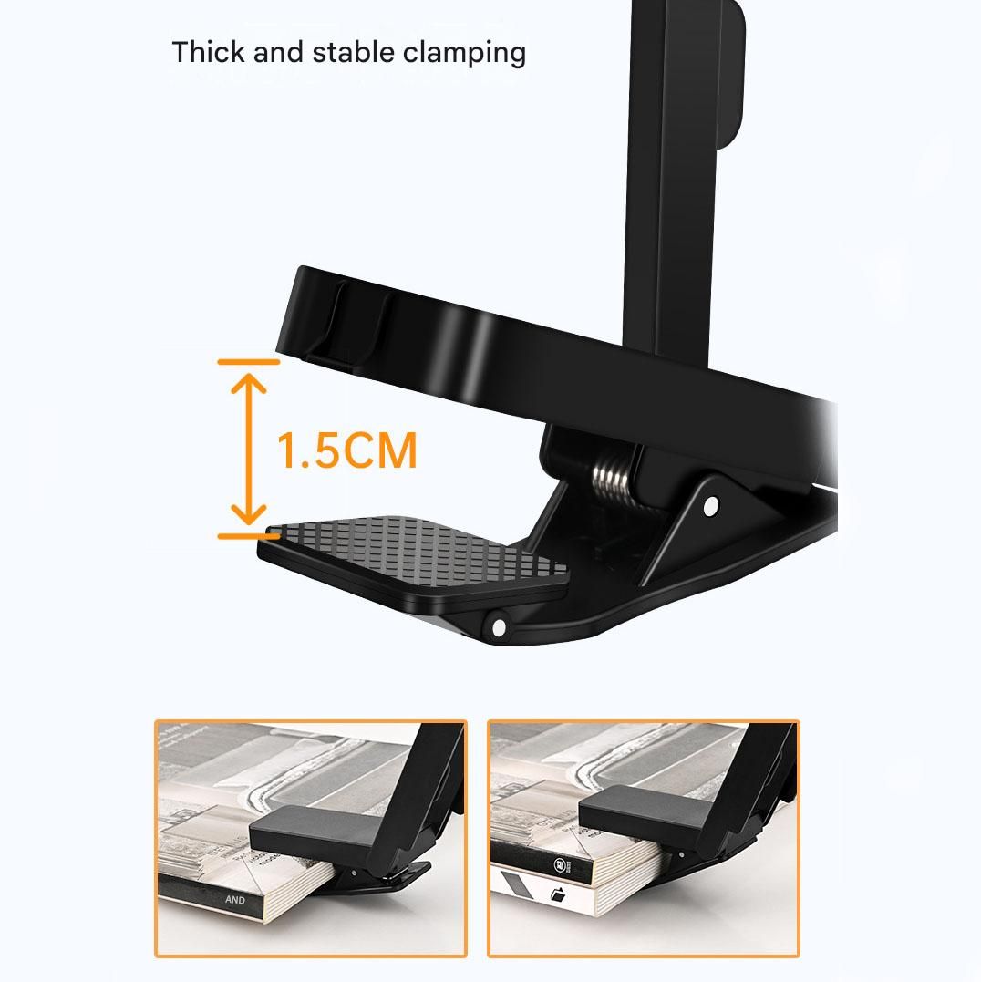 Black Rechargeable LED Clip-On Reading Light - Foldable Portable Mini Book Light with Eye-Caring Lamp for V888-ELOSUNG54294