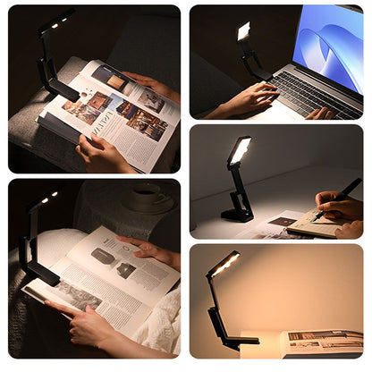 White Rechargeable LED Clip-On Reading Light - Foldable Portable Mini Book Light with Eye-Caring Lamp for V888-ELOSUNG54295