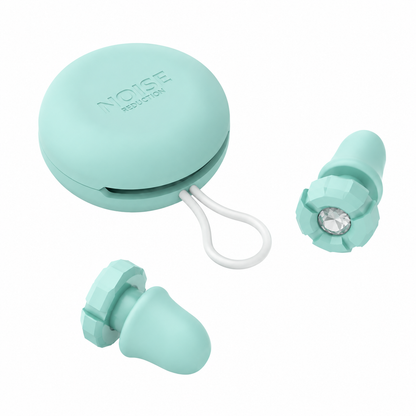 Green Luxury Diamond-Encrusted Noise Reduction Earplugs with Anti-Lost Lanyard - Soft Silicone Sleep & Study V888-ELOSUNG54298