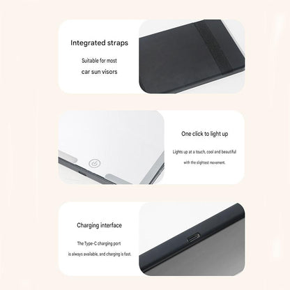 White LED Car Sun Visor Makeup Mirror with 5x Magnification & Touch Lighting - Rechargeable Vanity Mirror for V888-ELOSUNG54300