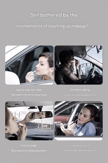 Black LED Car Sun Visor Makeup Mirror with 5x Magnification & Touch Lighting - Rechargeable Vanity Mirror for V888-ELOSUNG54301