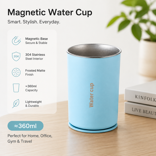 Blue 304 Stainless Steel Magnetic Hanging Water Bottle, 12.17 oz Double-Wall Insulated Coffee/Milk Cup with V888-ELOSUNG543027