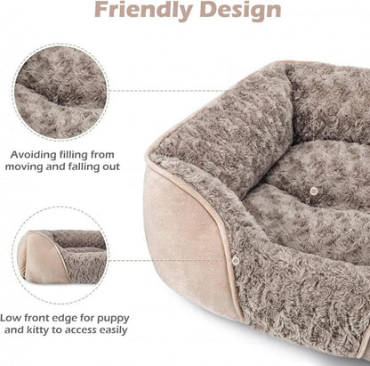 Camel Small & Medium Pet Bed - Washable Rectangle Dog Bed with Bolstered Walls and Anti-Slip Bottom, S V888-ELOSUNG54304