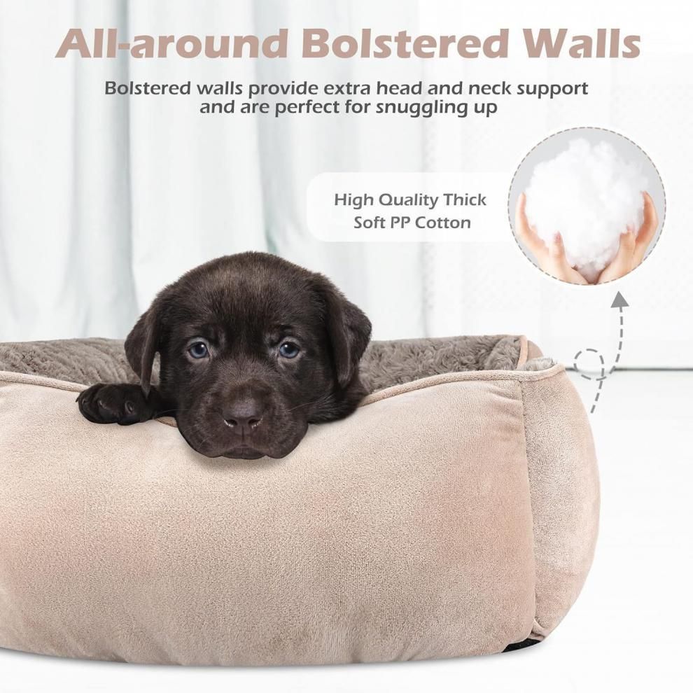 Camel Small & Medium Pet Bed - Washable Rectangle Dog Bed with Bolstered Walls and Anti-Slip Bottom, S V888-ELOSUNG54304