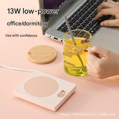Yellow Coffee Mug Warmer Set with Glass Mug and Lid USB Powered 13W Constant Temperature Heating Coaster V888-ELOSUNG543044